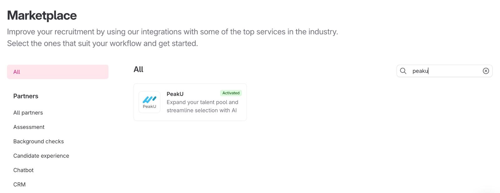 PeakU en el marketplace de Teamtailor.